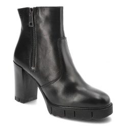Czarne Botki Damskie Tamaris Skórzane Modne Obuwie. Czarne botki damskie Tamaris, na wiosnę, ze skóry, klasyczne, bez obcasa, bez zapięcia. Za 479.00 zł.