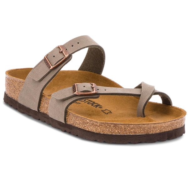 Japonki Birkenstock. Szare klapki damskie Birkenstock, bez wzorów, bez obcasa. Za 419.99 zł.