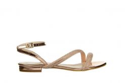 Sandały Bayla-187 1719 Rose 187031, Różowe złoto, Skóra ekologiczna - 40. Żółte sandały damskie Bayla, bez wzorów, z lakierowanej skóry, bez obcasa, na obcasie, bez zapięcia. W wyprzedaży za 179.10 zł.