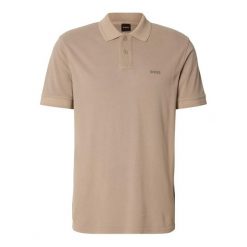 HUGO BOSS 50507813HB Beżowy. Brązowe koszulki polo męskie Hugo Boss, m, bez wzorów, z tkaniny, bez ramiączek. Za 293.99 zł.