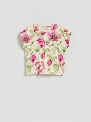 T-shirt z raglanowym rękawem - wielobarwny. T-shirty damskie Reserved, l, bez wzorów, z bawełny, bez kołnierzyka. Za 49.99 zł.