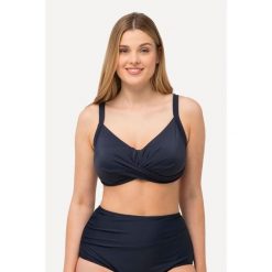 Damska Góra bikini drapowanie miękkie miseczki regulowane ramiączka. Niebieskie bikini damskie Ulla Popken, l, bez wzorów, plus size. W wyprzedaży za 111.99 zł.
