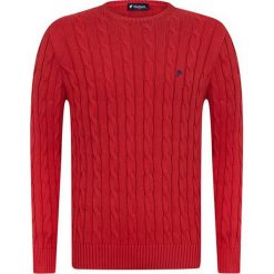 Sweter w kolorze czerwonym. Czerwone swetry przez głowę męskie Denim Culture, l, bez wzorów, z bawełny, bez kołnierzyka. W wyprzedaży za 159.95 zł.