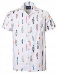 Męska Koszula Hawajska - Pako Jeans - Deski Surfingowe. Koszule męskie Pako Jeans, l, bez wzorów, z bawełny, sportowe, bez kołnierzyka, bez ramiączek. Za 179.00 zł.