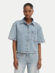 HUGO Koszula jeansowa Gesila_1 50559758 Błękitny Relaxed Fit. Niebieskie bluzki damskie Hugo, xs, bez wzorów, z bawełny, bez kołnierzyka, bez ramiączek. Za 699.99 zł.