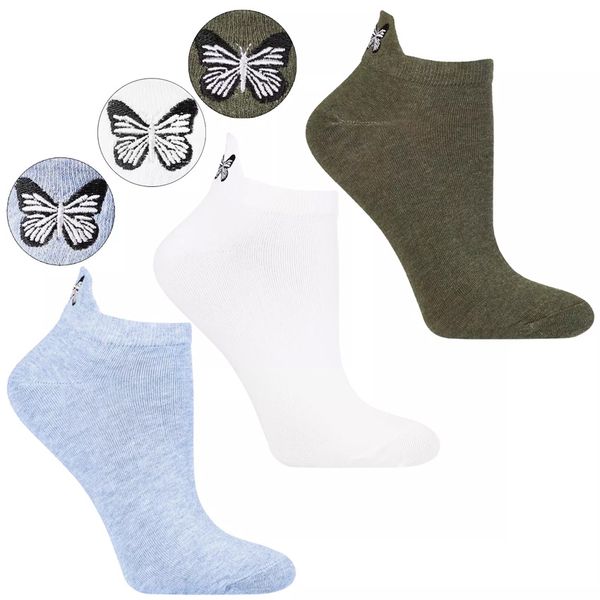 Kolorowe Damskie Stopki Moraj Motylki Mix 3 Pary. Białe skarpety damskie Moraj, bez wzorów, z dzianiny. Za 29.99 zł.