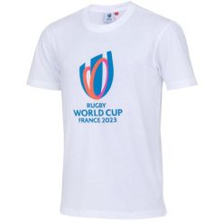Koszulka Sportfolio Logo RWC 2023. Białe koszulki sportowe męskie RUGBY WORLD CUP 2023, bez wzorów, bez kołnierzyka, bez ramiączek. Za 117.00 zł.