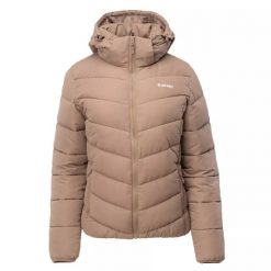 Kurtka pikowana damska zimowa Hi-Tec Lady Safi SP - beżowa, Rozmiar XL. Brązowe kurtki damskie Hi-tec, bez wzorów, z materiału, do biegania. Za 149.99 zł.