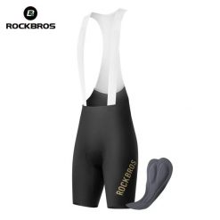 Spodenki kolarskie z szelkami i włoską wkładką ROCKBROS. Czarne szorty męskie ROCKBROS, l, bez wzorów, ze skóry. Za 260.48 zł.