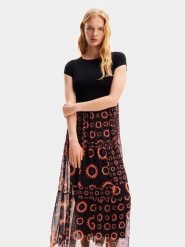Desigual Sukienka letnia Galiana 24SWVK65 Czarny Regular Fit. Czarne sukienki damskie Desigual, na lato, xs, bez wzorów, z syntetyku, bez kołnierzyka, bez ramiączek. Za 539.99 zł.