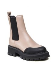 Lasocki Sztyblety RST-BONN-02 Beżowy. Brązowe botki damskie Lasocki, ze skóry, bez obcasa, na słupku, bez zapięcia. Za 299.99 zł.