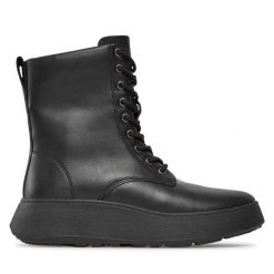 Trzewiki FitFlop. Czarne botki damskie FitFlop, bez obcasa, na płaskiej podeszwie, bez zapięcia. Za 789.99 zł.