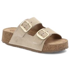 Beżowe Sandały Yokono Modne Obuwie Damskie. Brązowe klapki damskie Yokono, bez wzorów, z materiału, bez obcasa. Za 215.90 zł.