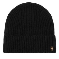 Czapka Tommy Hilfiger. Czarne czapki i kapelusze damskie Tommy Hilfiger, na zimę, bez wzorów. Za 369.99 zł.