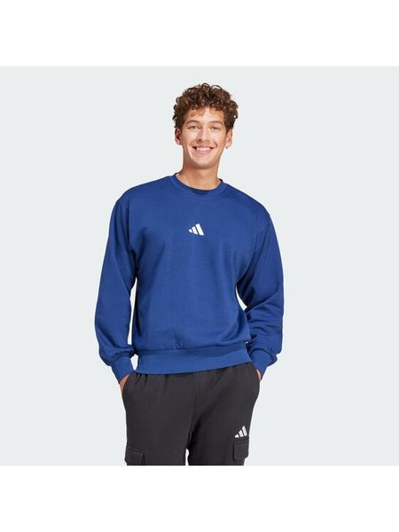 Adidas Bluza Essentials Feel Cozy JE3792 Granatowy Regular Fit. Niebieskie bluzy męskie Adidas, m, bez wzorów, z bawełny, bez kaptura. Za 132.99 zł.