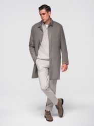 Męski minimalistyczny płaszcz z odpinaną kamizelką - popielaty V6 - Rozmiar: L. Szare płaszcze męskie Ombre Clothing, l, bez wzorów, z materiału, eleganckie, bez kaptura. W wyprzedaży za 376.99 zł.