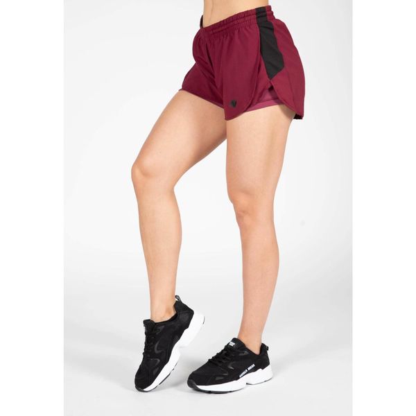 Spodenki fitness damskie Gorilla Wear Salina 2 in 1 Shorts. Brązowe szorty sportowe damskie GORILLA WEAR, s, bez wzorów, na fitness i siłownię. Za 205.50 zł.
