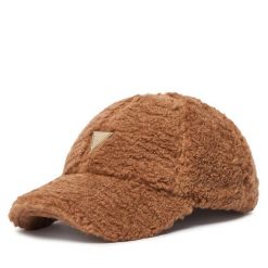 Czapka z daszkiem Guess. Brązowe czapki i kapelusze damskie Guess, z aplikacjami. Za 264.99 zł.