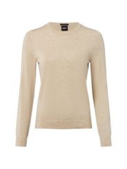 BOSS sweter z dzianiny - Ferpina Kobiety wełna ze strzyży beżowy, M. Brązowe swetry damskie Boss, m, bez wzorów, z dzianiny, eleganckie, bez kołnierzyka, bez ramiączek, bez kaptura. Za 549.95 zł.