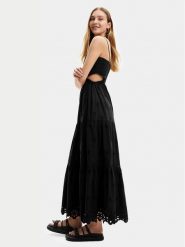 Desigual Sukienka letnia Malver 24SWVW12 Czarny Regular Fit. Czarne sukienki damskie Desigual, na lato, l, bez wzorów, z bawełny, bez kołnierzyka, bez ramiączek. Za 549.99 zł.