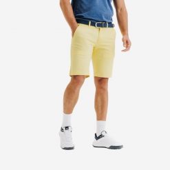 Spodenki do golfa chino męskie Inesis MW500. Żółte krótkie spodenki sportowe męskie INESIS, l, bez wzorów, z bawełny, na golfa. Za 79.99 zł.
