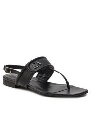 Emporio Armani Sandały X3Q087 XF271 00002 Czarny. Czarne klapki damskie Emporio Armani, bez wzorów, ze skóry, bez obcasa, na płaskiej podeszwie, bez zapięcia. Za 1,009.00 zł.