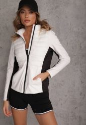 Biała Przejściowa Kurtka z Pikowaniem i Elastycznymi Rękawami Salisia. Białe kurtki damskie Renee, l, bez wzorów, z nylonu, z kapturem, tenisowe. Za 129.99 zł.