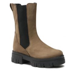 Botki Marco Tozzi. Brązowe botki damskie Marco Tozzi, bez obcasa, na płaskiej podeszwie, bez zapięcia. Za 369.99 zł.