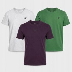 KOMPLET KOSZULEK MĘSKICH 4F ZESTAW 3PAK T-SHIRT. T-shirty męskie 4f, m, bez wzorów, z bawełny, sportowe, bez kołnierzyka. Za 116.00 zł.