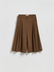 Spodnie culotte - brązowy. Brązowe spodnie materiałowe damskie Reserved, l, bez wzorów, z tkaniny. Za 159.99 zł.