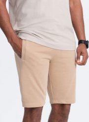 Ombre Dresowe męskie szorty bawełniane BASIC beżowe V6 OM-SRBS-0149 XXL. Brązowe krótkie spodenki sportowe męskie Ombre, m, bez wzorów, z bawełny. Za 49.99 zł.