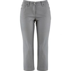 Spodnie 3/4 z twillu ze stretchem w strukturalny wzór bonprix szary. Spodnie materiałowe damskie marki bonprix. Za 74.99 zł.
