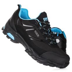 Buty damskie trekkingowe wodoodporne DK FALCON. Czarne obuwie sportowe damskie DK, bez wzorów, z materiału, do biegania. Za 149.00 zł.