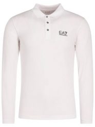 EA7 Emporio Armani Polo 8NPF05 PJM5Z 1100 Biały Regular Fit. Białe koszulki polo męskie EA7 Emporio Armani, m, bez wzorów, z bawełny, bez ramiączek. Za 219.99 zł.