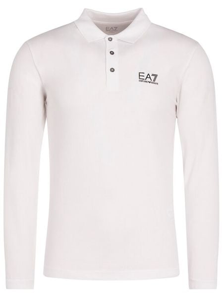 EA7 Emporio Armani Polo 8NPF05 PJM5Z 1100 Biały Regular Fit. Białe koszulki polo męskie EA7 Emporio Armani, m, bez wzorów, z bawełny, bez ramiączek. Za 219.99 zł.