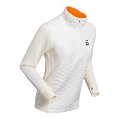 Sweter damski z zamkiem błyskawicznym Daehlie Sportswear Comfy 2.0. Białe swetry damskie DAEHLIE, s, bez wzorów, z dzianiny, eleganckie, bez kołnierzyka, bez ramiączek, bez kaptura. Za 581.50 zł.