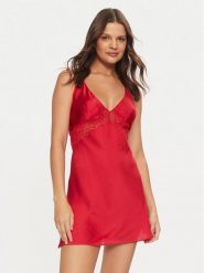 Hunkemöller Koszula nocna Nina 171839 Czerwony Slim Fit. Czerwone piżamy damskie Hunkemöller, xl, bez wzorów, z syntetyku, bez ramiączek. Za 109.99 zł.