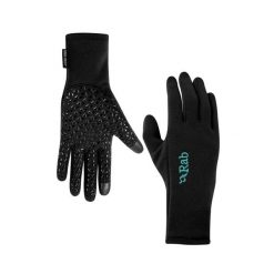 Rękawiczki damskie Rab Power Stretch Contact Grip Glove. Czarne rękawiczki damskie RAB, bez wzorów, sportowe. Za 167.99 zł.