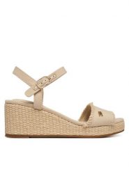 Tommy Hilfiger Sandały Mid Woven Wedge Espad Fringe FW0FW09470 Beżowy. Brązowe sandały damskie Tommy Hilfiger, bez wzorów, z materiału, bez obcasa, na koturnie, bez zapięcia. Za 359.99 zł.