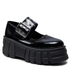 Półbuty Altercore. Czarne półbuty damskie Altercore, bez wzorów, bez obcasa, na koturnie, bez zapięcia. Za 199.99 zł.