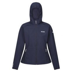 Softshell turystyczny damski Regatta Arec III z kapturem. Niebieskie kurtki sportowe damskie Regatta, xs, bez wzorów, z softshellu, z kapturem, trekkingowe. W wyprzedaży za 169.99 zł.
