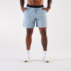 Spodenki do biegania męskie Kiprun Run 500 Dry. Niebieskie krótkie spodenki sportowe męskie KIPRUN, m, bez wzorów, z elastanu, do biegania. Za 59.99 zł.