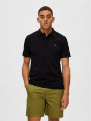 Selected Homme Polo 16087839 Czarny Regular Fit. Czarne koszulki polo męskie Selected Homme, m, bez wzorów, z bawełny, bez ramiączek. Za 129.99 zł.