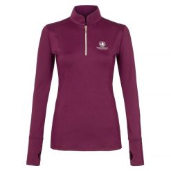 Koszulka jeździecka damska EQUESTRIAN QUEEN Bailey z długim rękawem. Czarne koszulki sportowe damskie EQUESTRIAN QUEEN, m, bez wzorów, eleganckie, bez kołnierzyka. Za 185.99 zł.