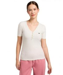DAMSKA KOSZULKA LEE SS HENLEY ECRU 112333722. T-shirty damskie Lee, xl, bez wzorów, bez kołnierzyka. Za 79.99 zł.
