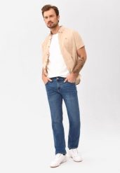 Klasyczne spodnie jeansowe, Regular Fit, D-JERRY 58. Niebieskie spodnie materiałowe męskie Volcano, m, bez wzorów, z bawełny, klasyczne. Za 199.99 zł.