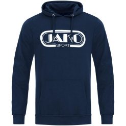 Bluza z kapturem Jako Retro. Niebieskie bluzy męskie Jako, l, bez wzorów, z bawełny, z kapturem. Za 207.25 zł.