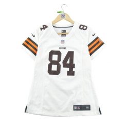 Koszulka NFL Cleveland Browns dla kobiet. Białe koszulki sportowe damskie Nike, l, bez wzorów, sportowe, bez kołnierzyka. Za 170.36 zł.