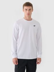 4F Longsleeve regular gładki męski - biały S. Białe koszulki sportowe męskie 4f, m, bez wzorów, z bawełny, bez kołnierzyka, bez ramiączek. Za 69.99 zł.