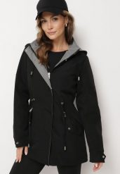 Czarno-Szara Kurtka Parka Dwustronna Ozdobiona Guzikami przy Rękawach Mivanea. Czarne kurtki damskie Born2be, l, bez wzorów, z materiału, bez kaptura. Za 169.99 zł.